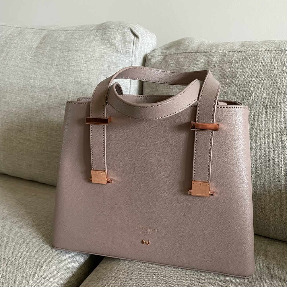 Ted Baker Dusty Mauve Leather Tote with Rose Gold Accents